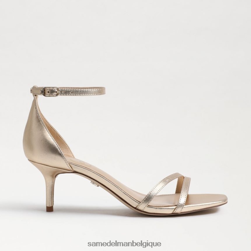 sandale à talon chaton pivoine Sam Edelman femmes cuir à la feuille d'or JZ0XZ0506 chaussure