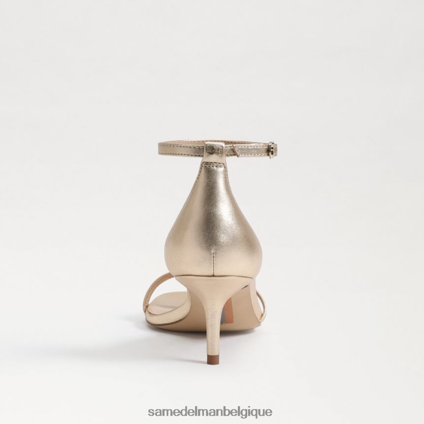 sandale à talon chaton pivoine Sam Edelman femmes cuir à la feuille d'or JZ0XZ0506 chaussure