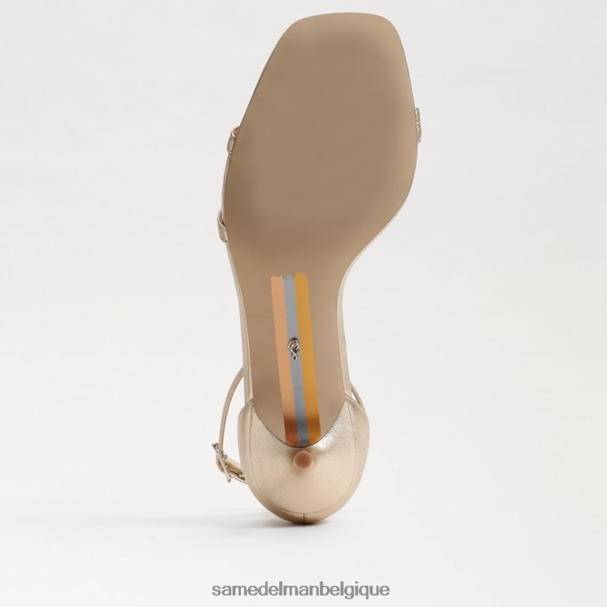 sandale à talon chaton pivoine Sam Edelman femmes cuir à la feuille d'or JZ0XZ0506 chaussure