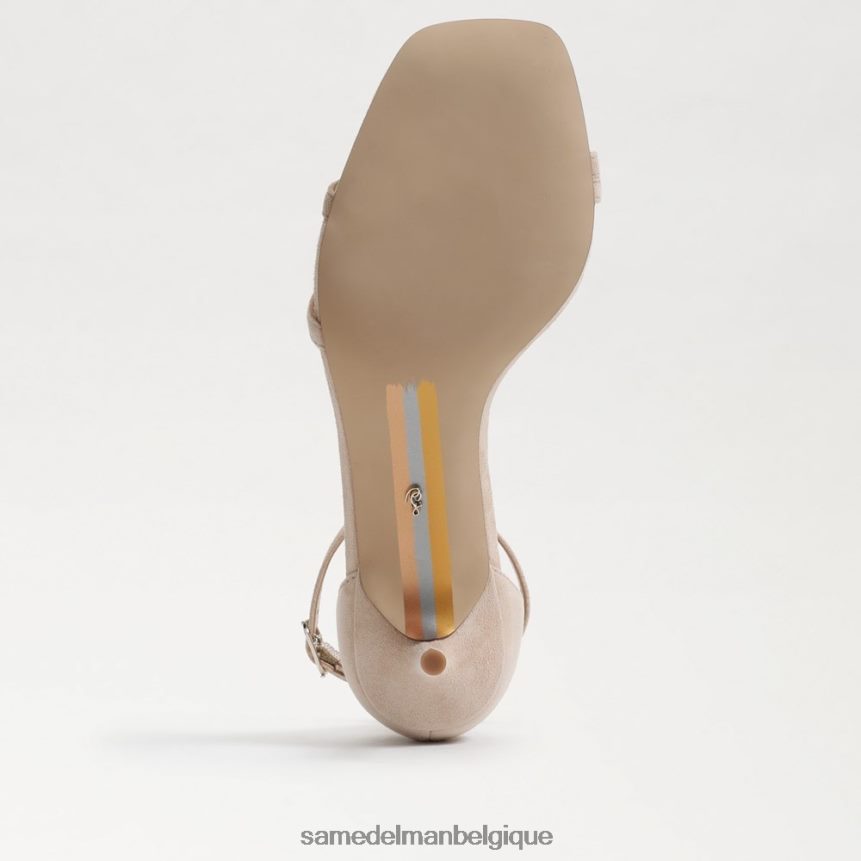 sandale à talon chaton pivoine Sam Edelman femmes daim beige doré JZ0XZ0504 chaussure