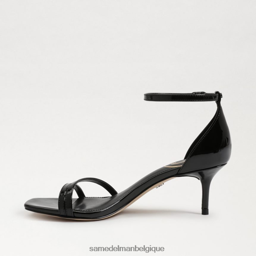 sandale à talon chaton pivoine Sam Edelman femmes vernis noir JZ0XZ0503 chaussure