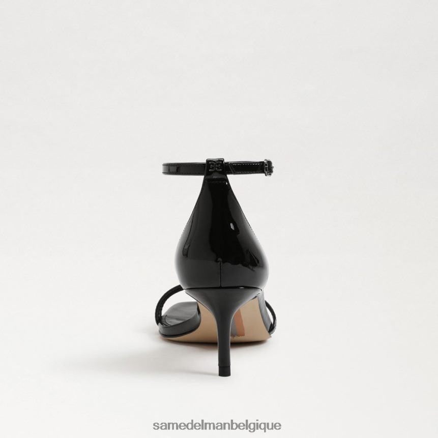 sandale à talon chaton pivoine Sam Edelman femmes vernis noir JZ0XZ0503 chaussure