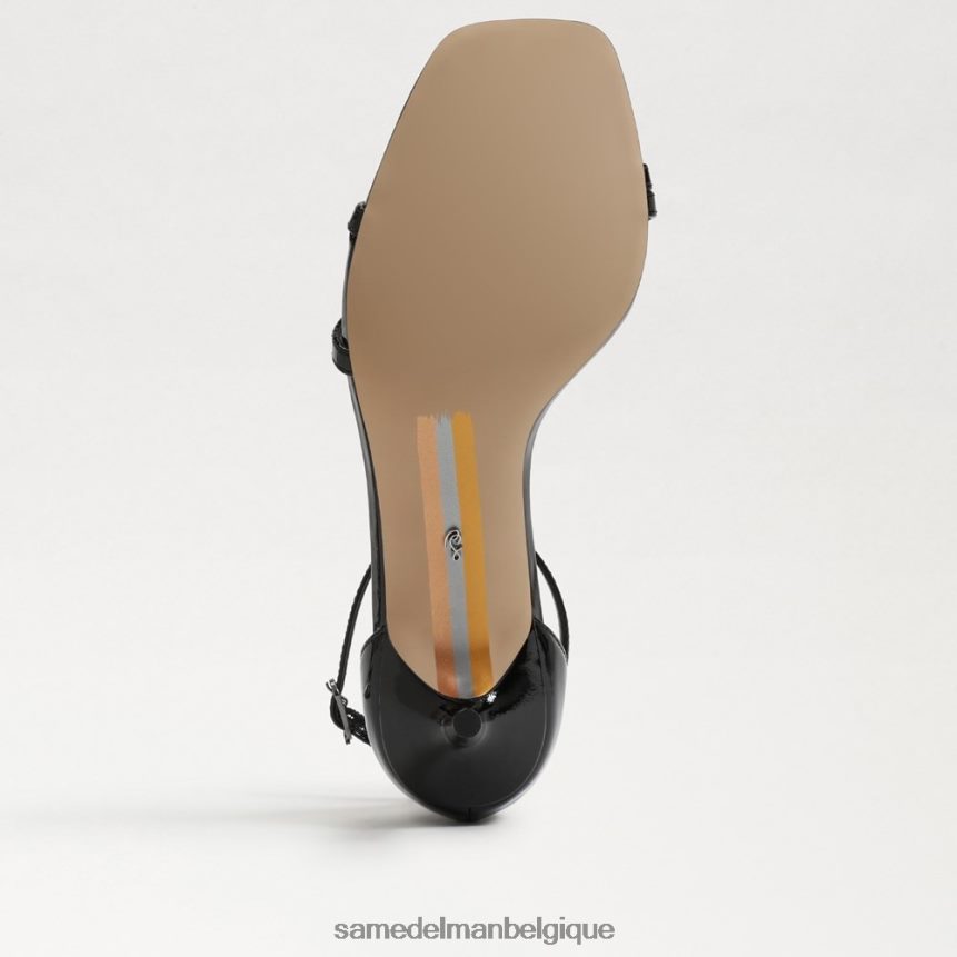 sandale à talon chaton pivoine Sam Edelman femmes vernis noir JZ0XZ0503 chaussure