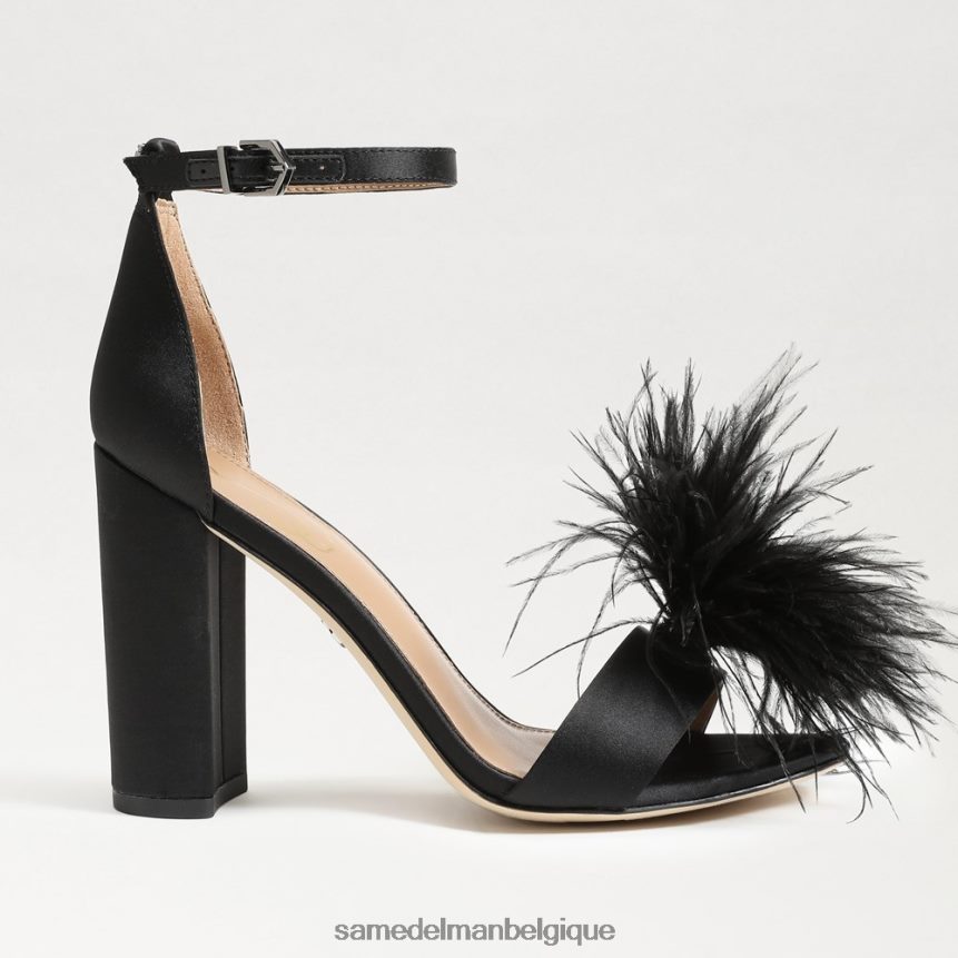 sandale à talon en plumes yaro Sam Edelman femmes satiné noir JZ0XZ0763 chaussure