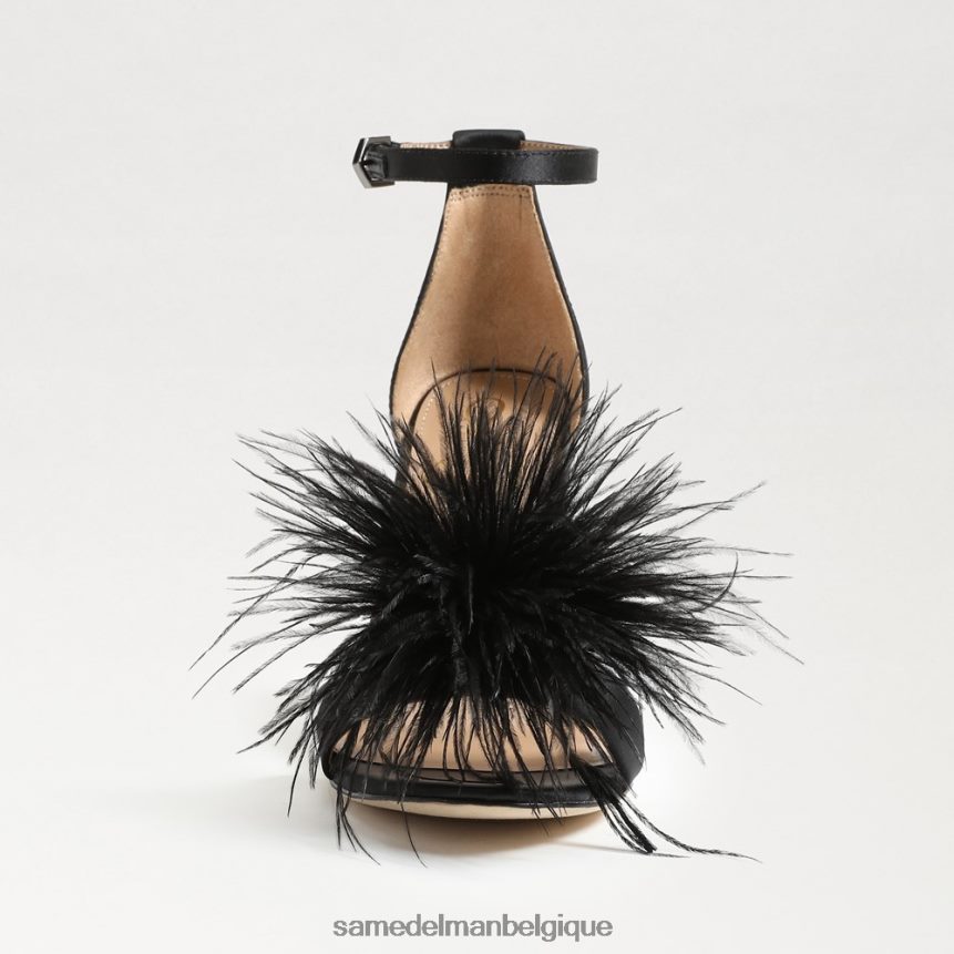 sandale à talon en plumes yaro Sam Edelman femmes satiné noir JZ0XZ0763 chaussure