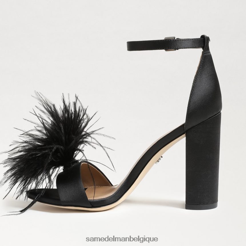 sandale à talon en plumes yaro Sam Edelman femmes satiné noir JZ0XZ0763 chaussure