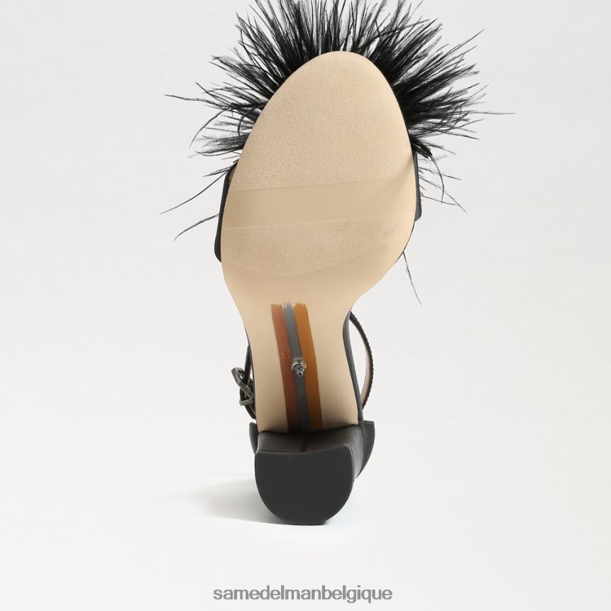 sandale à talon en plumes yaro Sam Edelman femmes satiné noir JZ0XZ0763 chaussure
