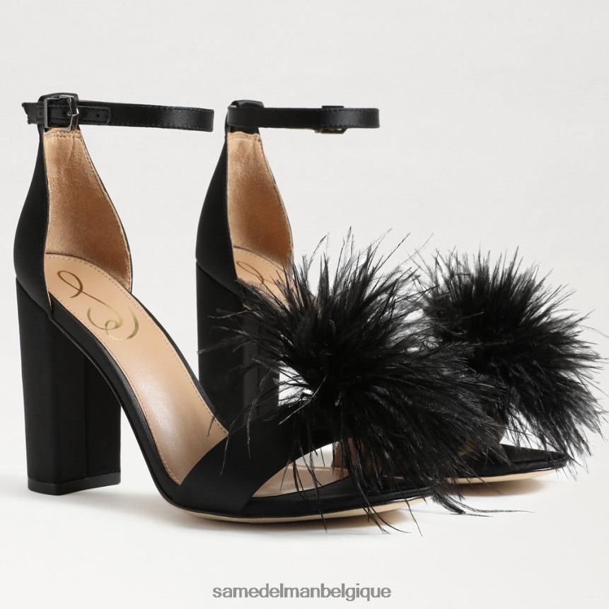 sandale à talon en plumes yaro Sam Edelman femmes satiné noir JZ0XZ0763 chaussure