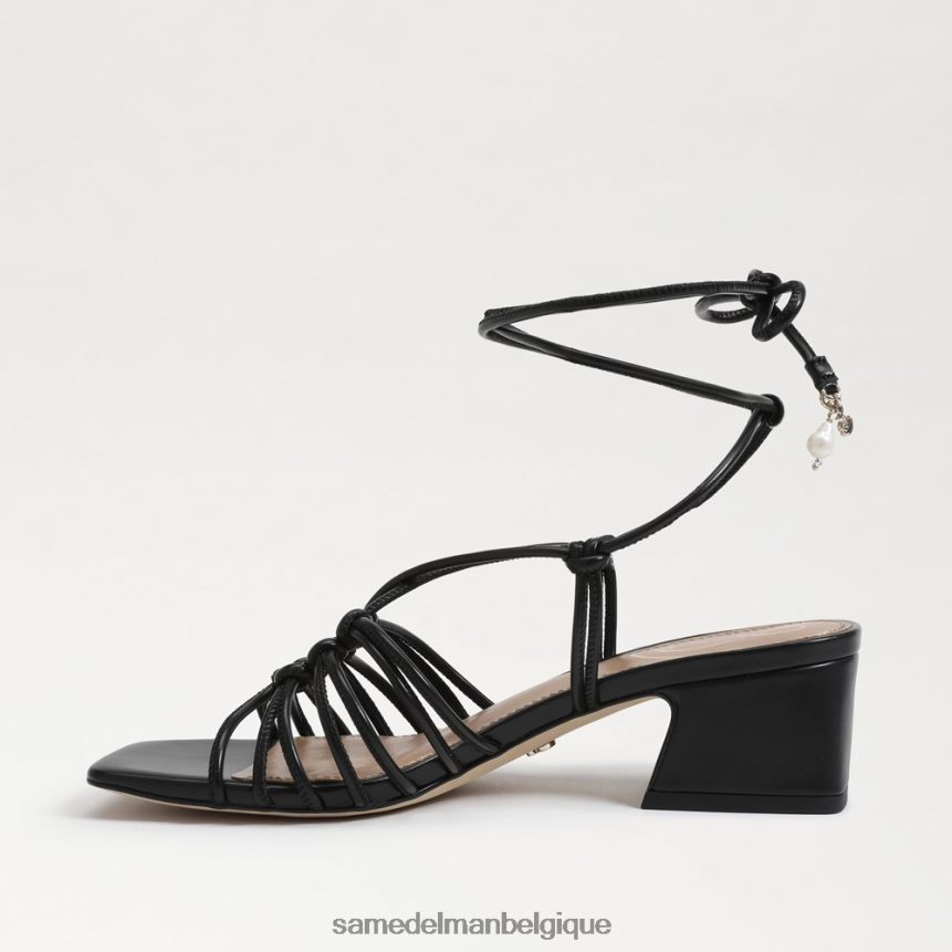 sandale à talons carrés et lacets westley Sam Edelman femmes Cuir noir JZ0XZ0398 chaussure