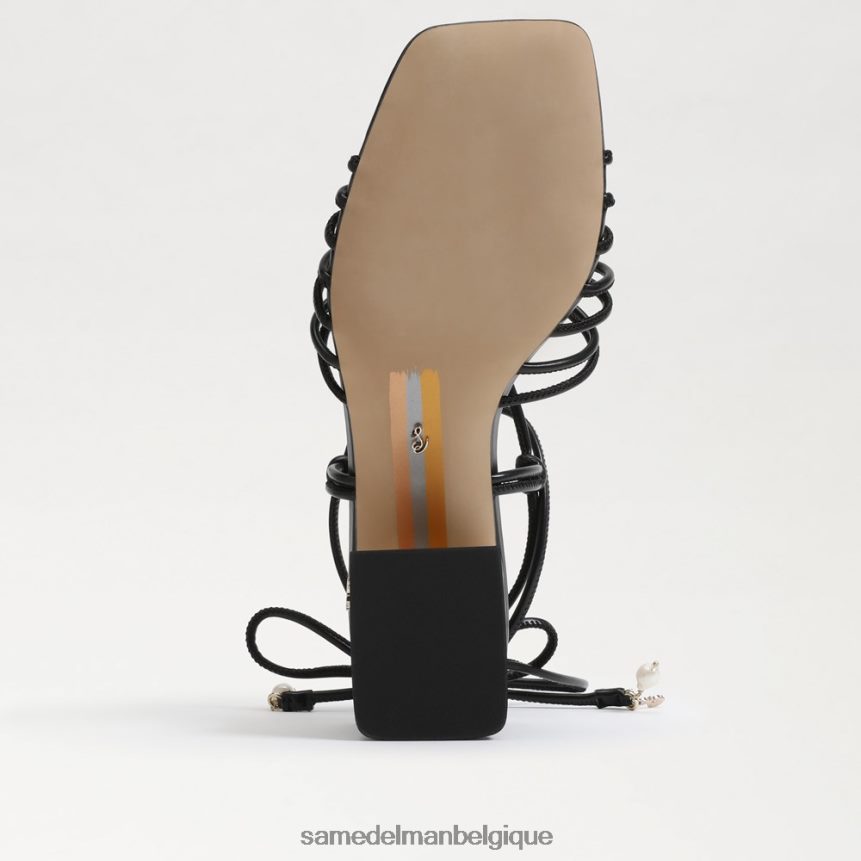 sandale à talons carrés et lacets westley Sam Edelman femmes Cuir noir JZ0XZ0398 chaussure