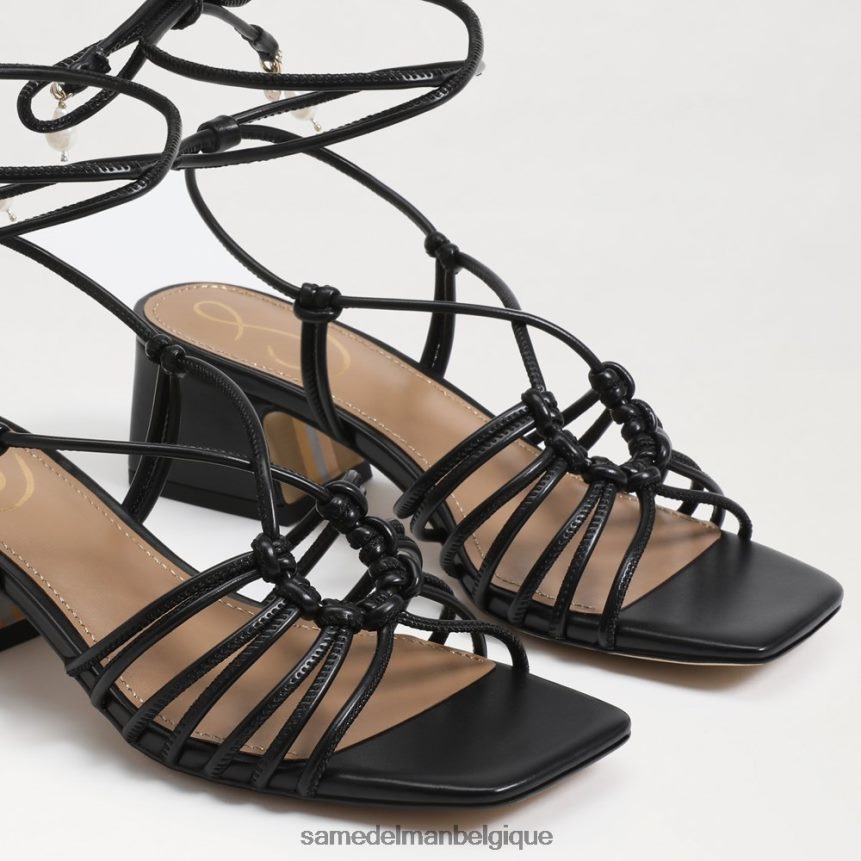 sandale à talons carrés et lacets westley Sam Edelman femmes Cuir noir JZ0XZ0398 chaussure