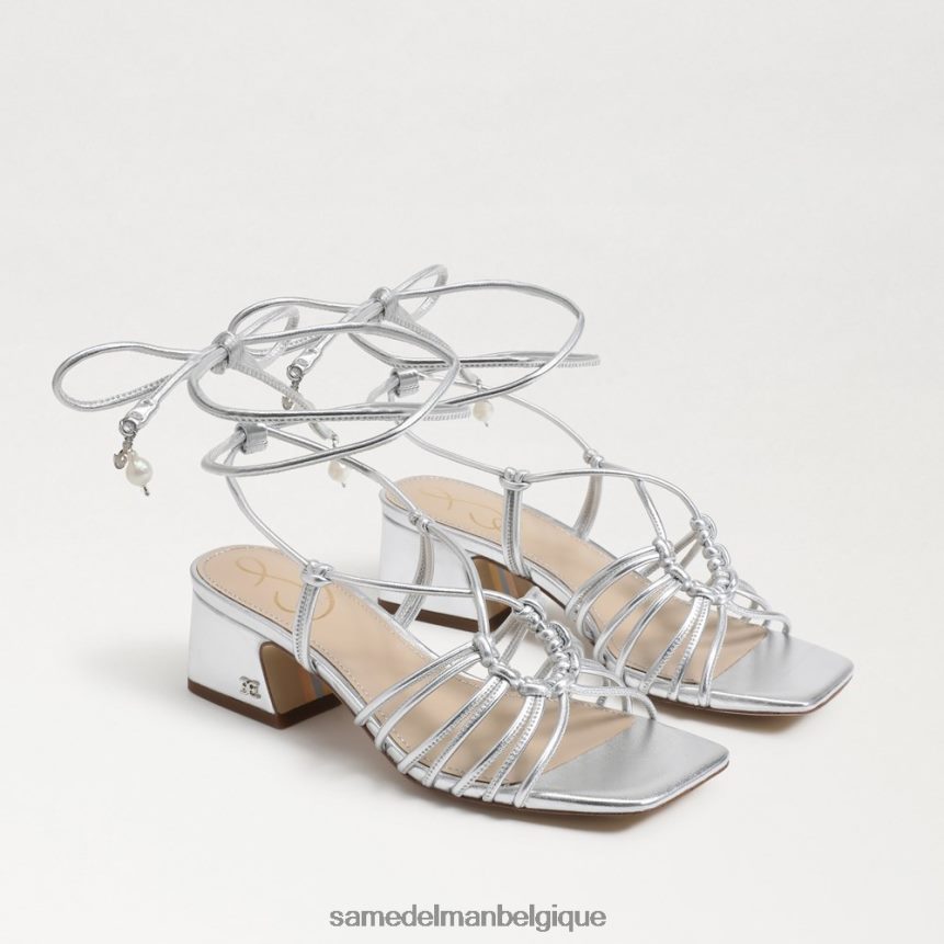 sandale à talons carrés et lacets westley Sam Edelman femmes argent doux JZ0XZ0400 chaussure