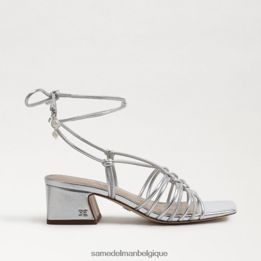 sandale à talons carrés et lacets westley Sam Edelman femmes argent doux JZ0XZ0400 chaussure