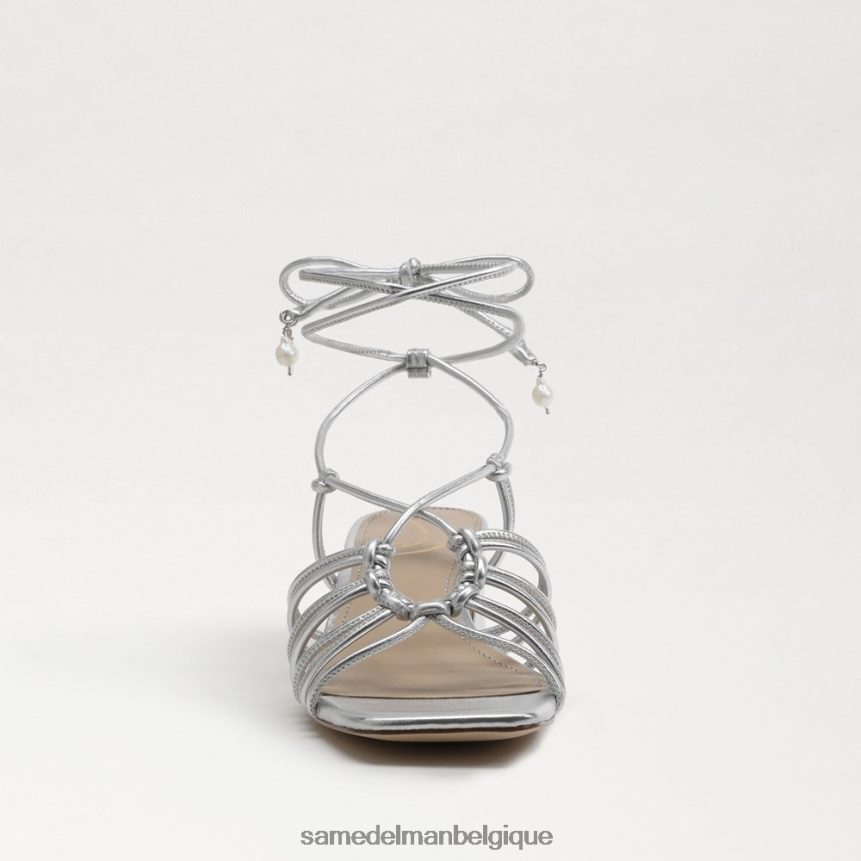 sandale à talons carrés et lacets westley Sam Edelman femmes argent doux JZ0XZ0400 chaussure