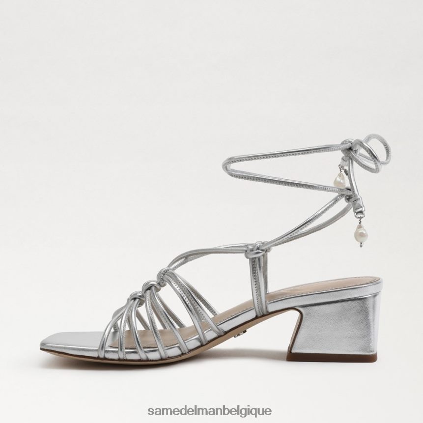sandale à talons carrés et lacets westley Sam Edelman femmes argent doux JZ0XZ0400 chaussure