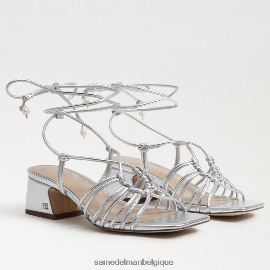 sandale à talons carrés et lacets westley Sam Edelman femmes argent doux JZ0XZ0400 chaussure