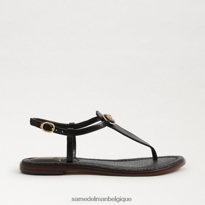 sandale tong gigi chevalière Sam Edelman femmes Cuir noir JZ0XZ0557 chaussure