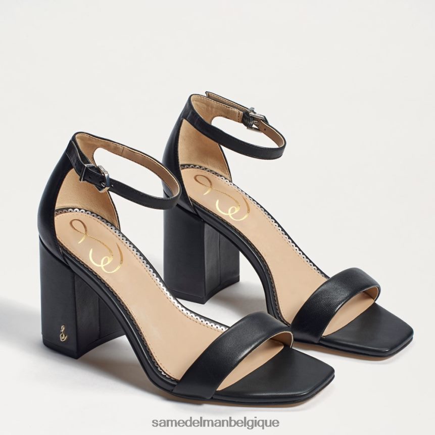sandales à talons carrés Daniella Sam Edelman femmes Cuir noir JZ0XZ0299 chaussure