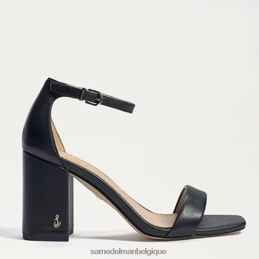 sandales à talons carrés Daniella Sam Edelman femmes Cuir noir JZ0XZ0299 chaussure