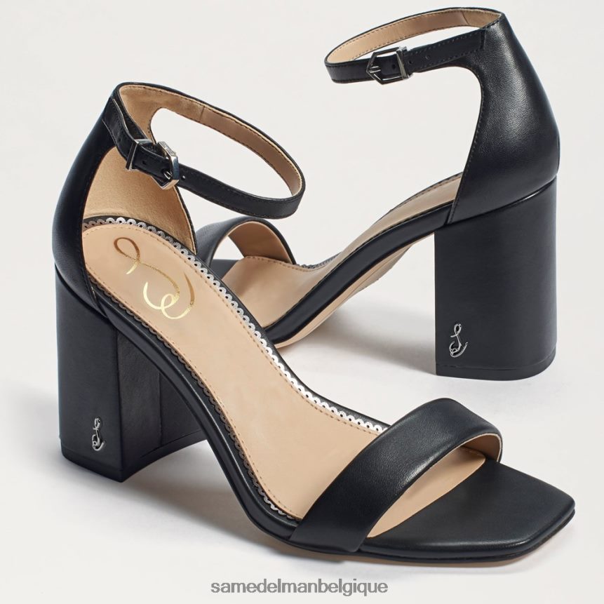 sandales à talons carrés Daniella Sam Edelman femmes Cuir noir JZ0XZ0299 chaussure