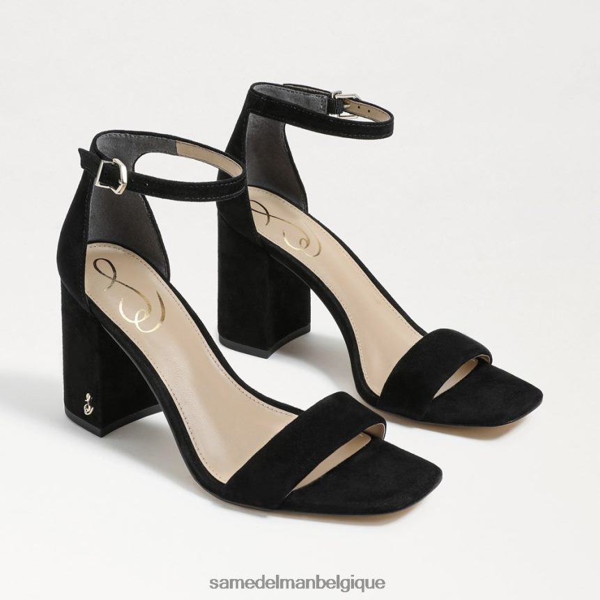 sandales à talons carrés Daniella Sam Edelman femmes Suède noir JZ0XZ0302 chaussure