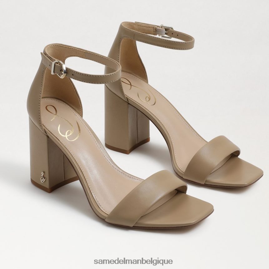 sandales à talons carrés Daniella Sam Edelman femmes cuir beige souple JZ0XZ0301 chaussure