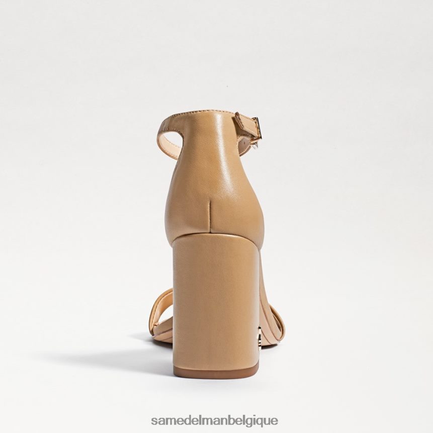 sandales à talons carrés Daniella Sam Edelman femmes cuir beige souple JZ0XZ0301 chaussure