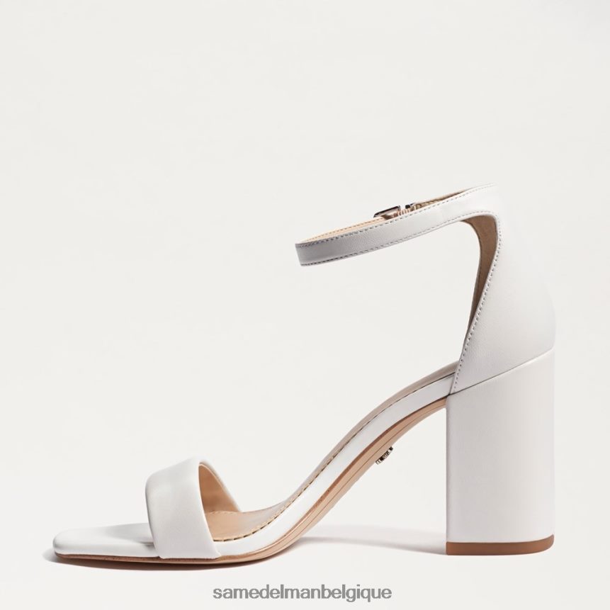 sandales à talons carrés Daniella Sam Edelman femmes cuir blanc brillant JZ0XZ0300 chaussure