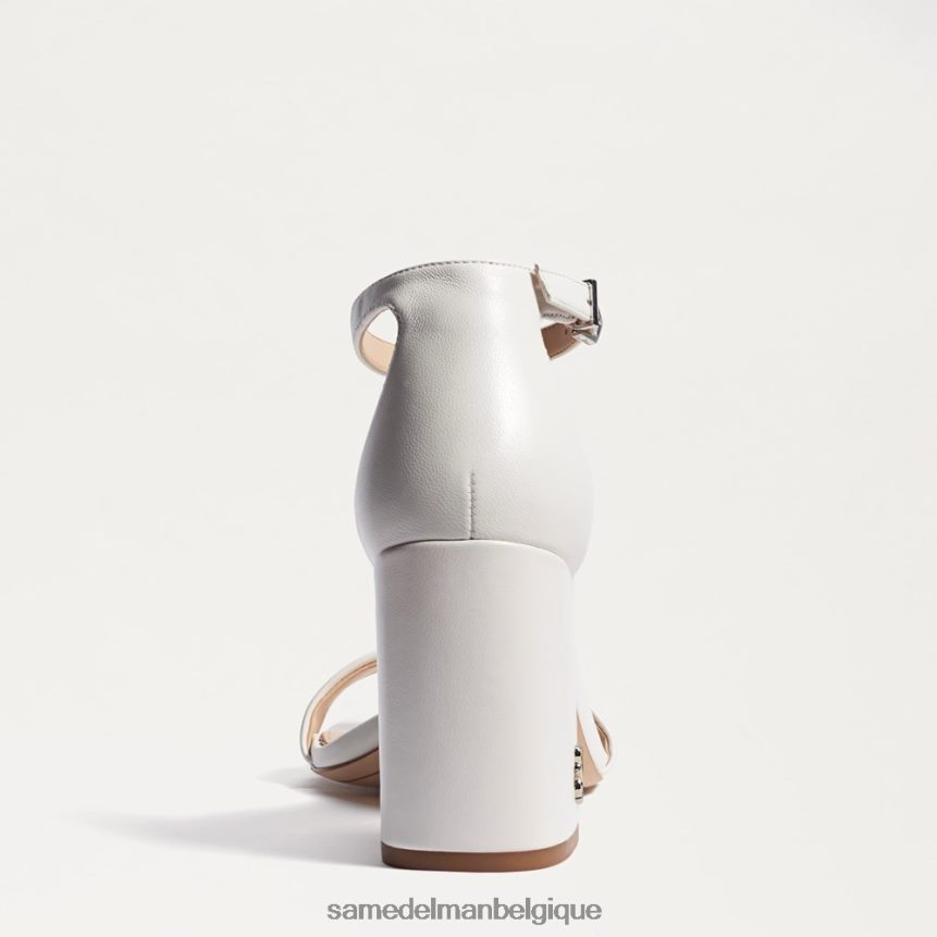 sandales à talons carrés Daniella Sam Edelman femmes cuir blanc brillant JZ0XZ0300 chaussure