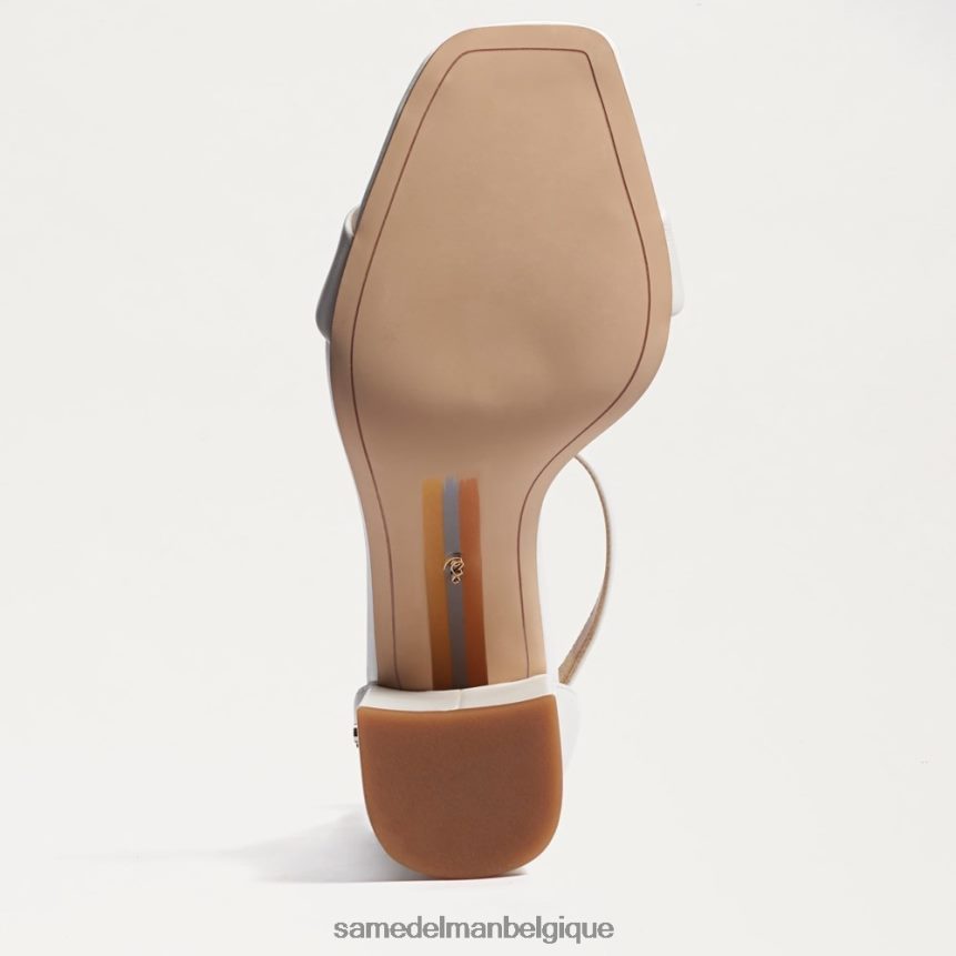 sandales à talons carrés Daniella Sam Edelman femmes cuir blanc brillant JZ0XZ0300 chaussure