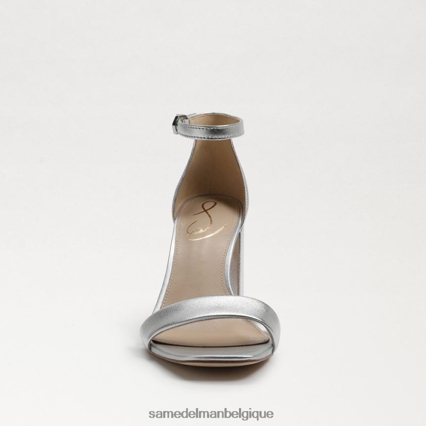 sandales à talons carrés Daniella Sam Edelman femmes cuir métallisé argenté JZ0XZ0298 chaussure