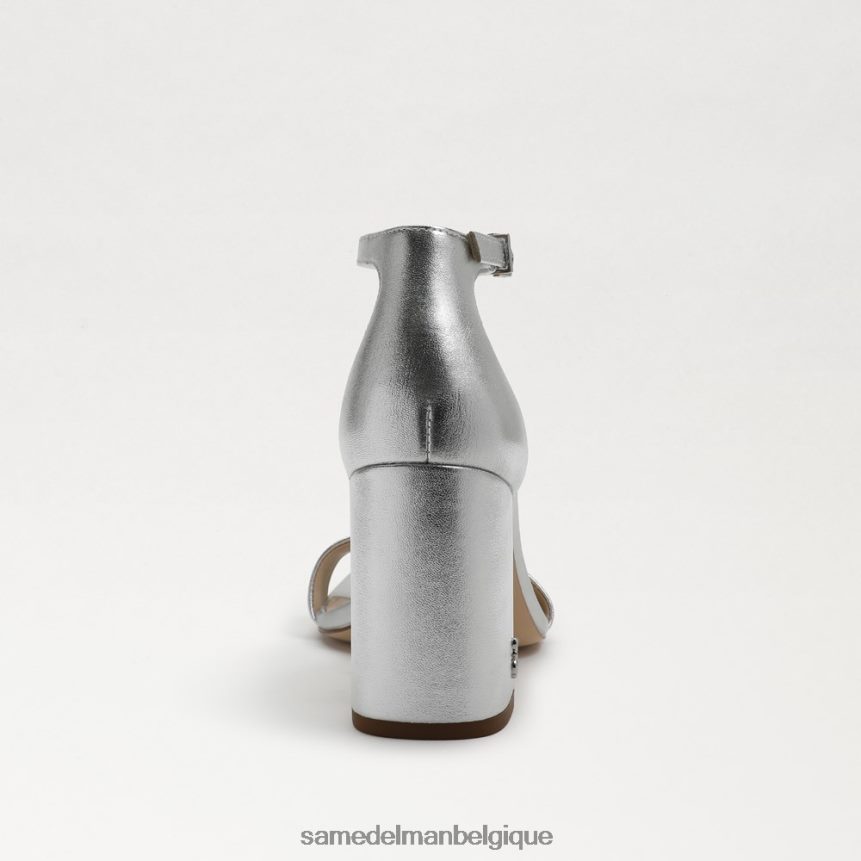 sandales à talons carrés Daniella Sam Edelman femmes cuir métallisé argenté JZ0XZ0298 chaussure
