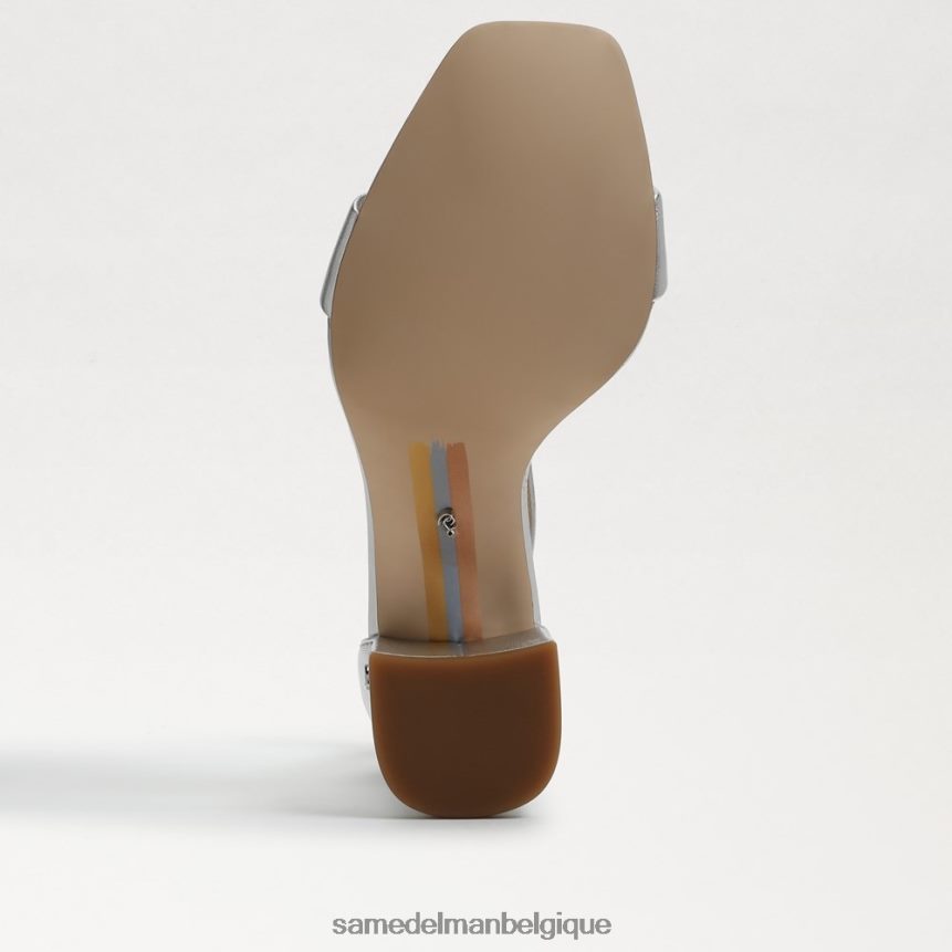 sandales à talons carrés Daniella Sam Edelman femmes cuir métallisé argenté JZ0XZ0298 chaussure