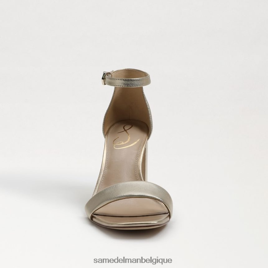 sandales à talons carrés Daniella Sam Edelman femmes cuir métallisé doré JZ0XZ0304 chaussure