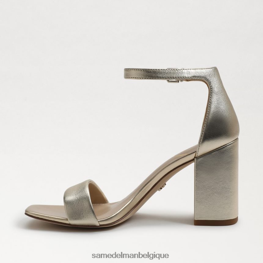 sandales à talons carrés Daniella Sam Edelman femmes cuir métallisé doré JZ0XZ0304 chaussure