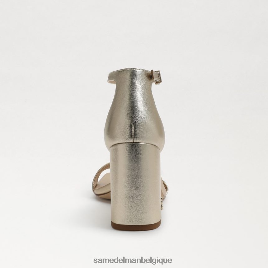 sandales à talons carrés Daniella Sam Edelman femmes cuir métallisé doré JZ0XZ0304 chaussure