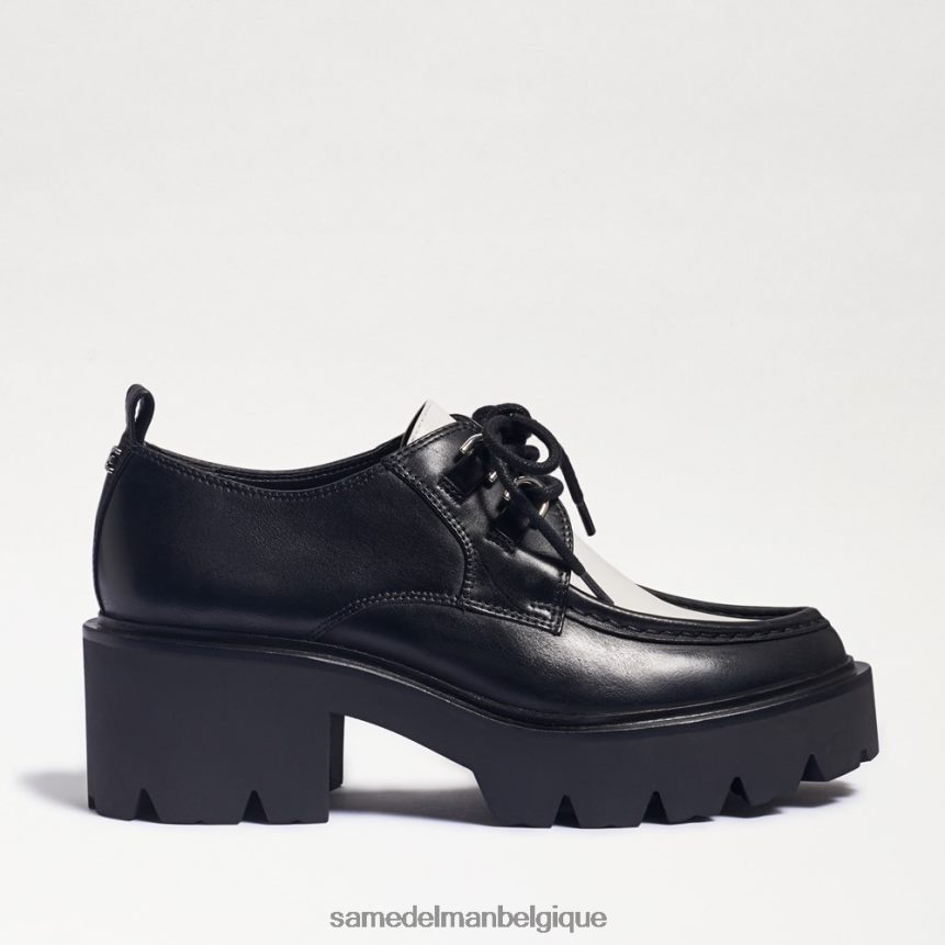 mocassins à lacets et semelle crantée Monna Sam Edelman femmes cuir noir/blanc JZ0XZ0719 chaussure