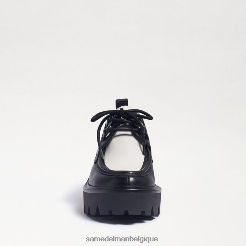 mocassins à lacets et semelle crantée Monna Sam Edelman femmes cuir noir/blanc JZ0XZ0719 chaussure