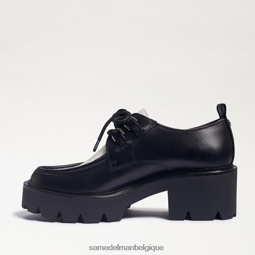 mocassins à lacets et semelle crantée Monna Sam Edelman femmes cuir noir/blanc JZ0XZ0719 chaussure