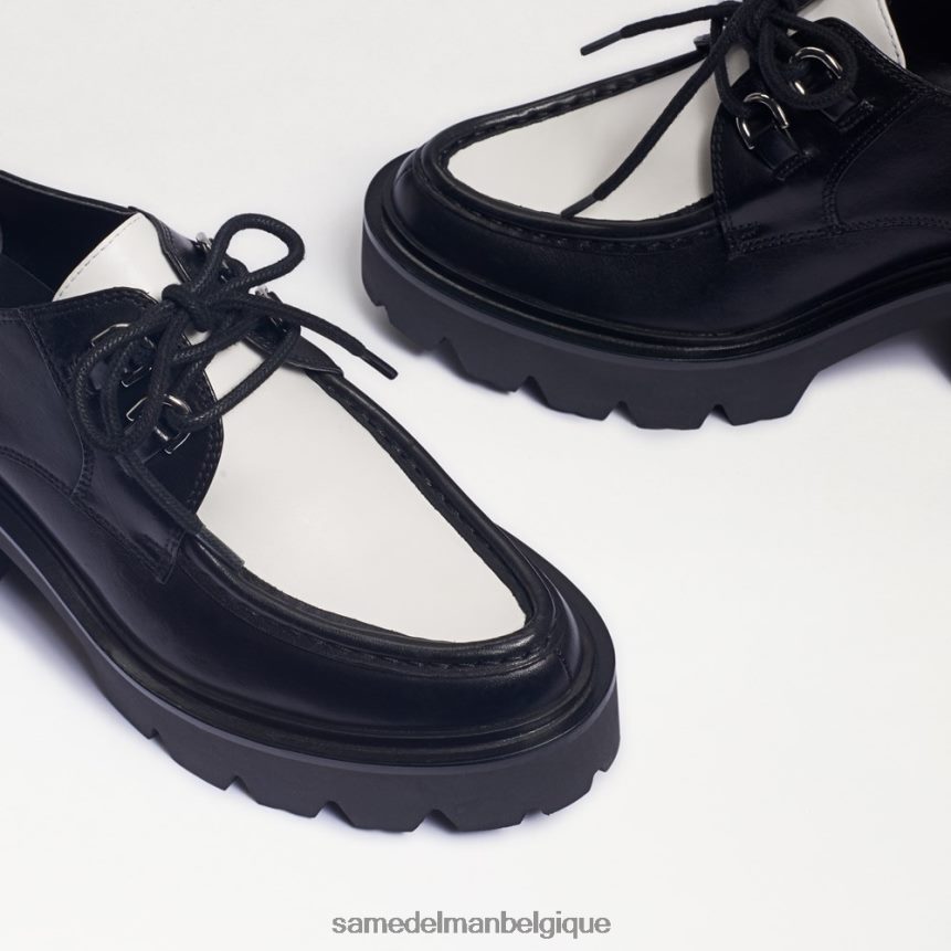 mocassins à lacets et semelle crantée Monna Sam Edelman femmes cuir noir/blanc JZ0XZ0719 chaussure