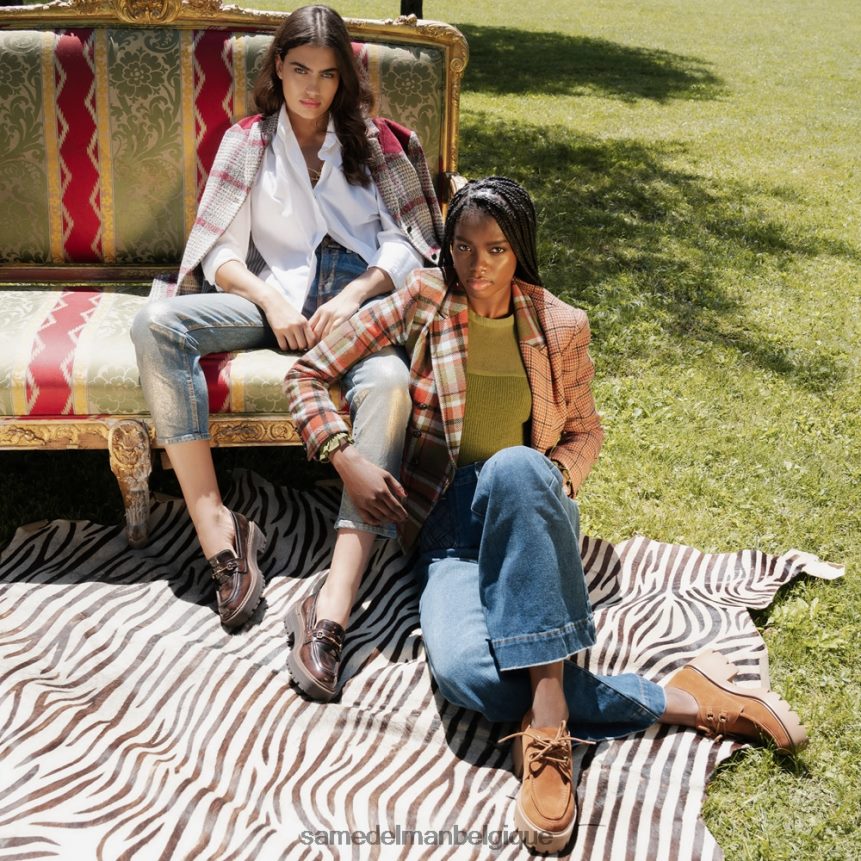 mocassins à lacets et semelle crantée Monna Sam Edelman femmes cuir noir/blanc JZ0XZ0719 chaussure