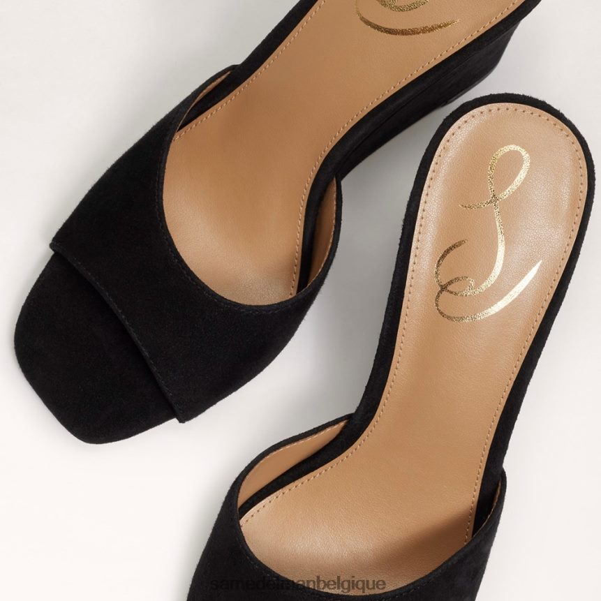 sandale compensée merrick Sam Edelman femmes Suède noir JZ0XZ0613 chaussure