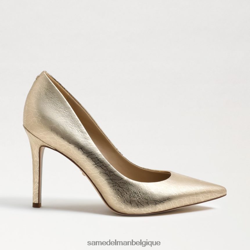 talon noisette à bout pointu Sam Edelman femmes cuir à la feuille d'or JZ0XZ0152 chaussure