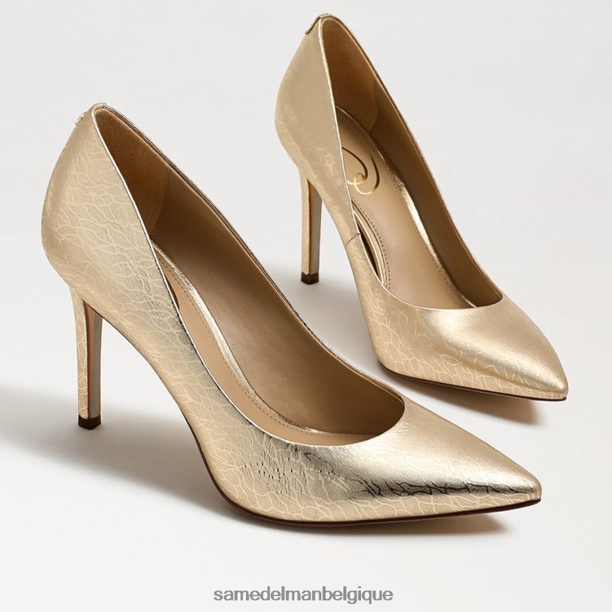 talon noisette à bout pointu Sam Edelman femmes cuir à la feuille d'or JZ0XZ0152 chaussure
