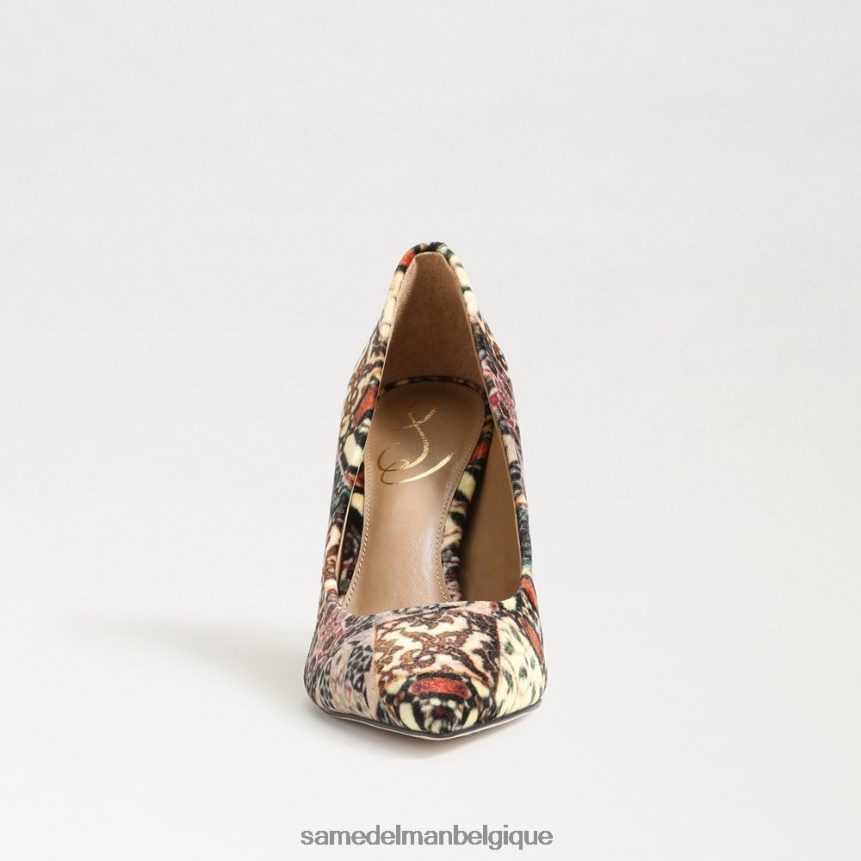 talon noisette à bout pointu Sam Edelman femmes velours multicolore ivoire JZ0XZ0135 chaussure