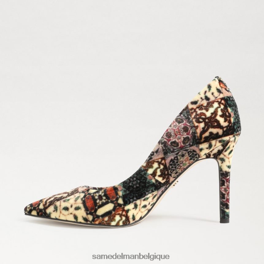 talon noisette à bout pointu Sam Edelman femmes velours multicolore ivoire JZ0XZ0135 chaussure