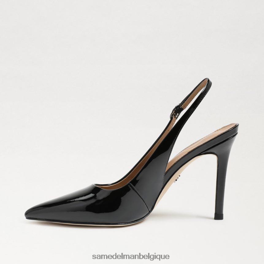 escarpin à bride arrière noisette Sam Edelman femmes vernis noir JZ0XZ0663 chaussure