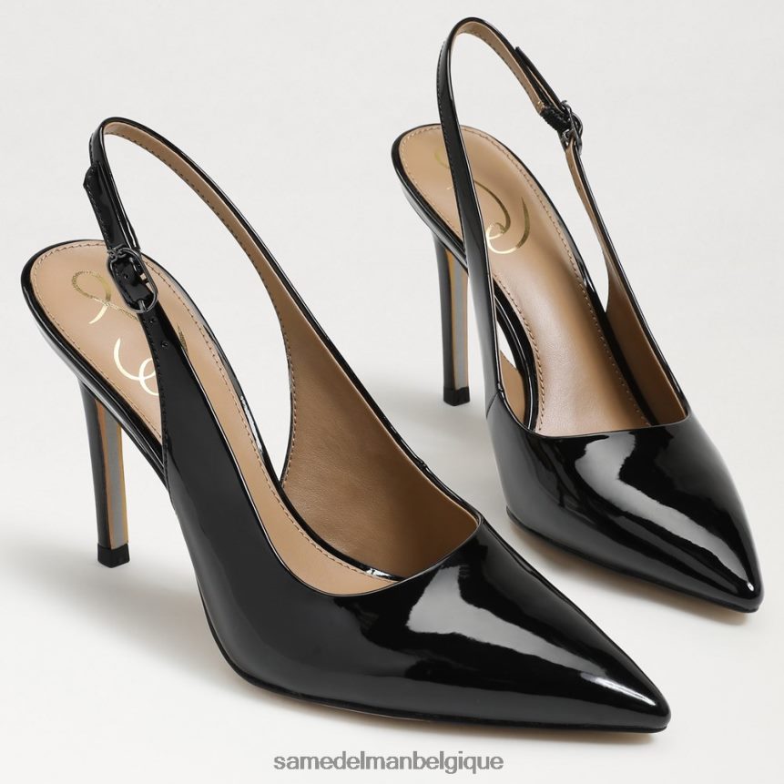 escarpin à bride arrière noisette Sam Edelman femmes vernis noir JZ0XZ0663 chaussure