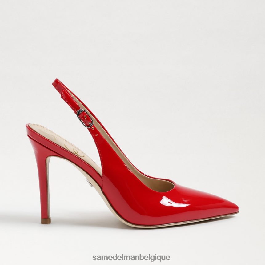 escarpin à bride arrière noisette Sam Edelman femmes vernis rouge rubis JZ0XZ0664 chaussure