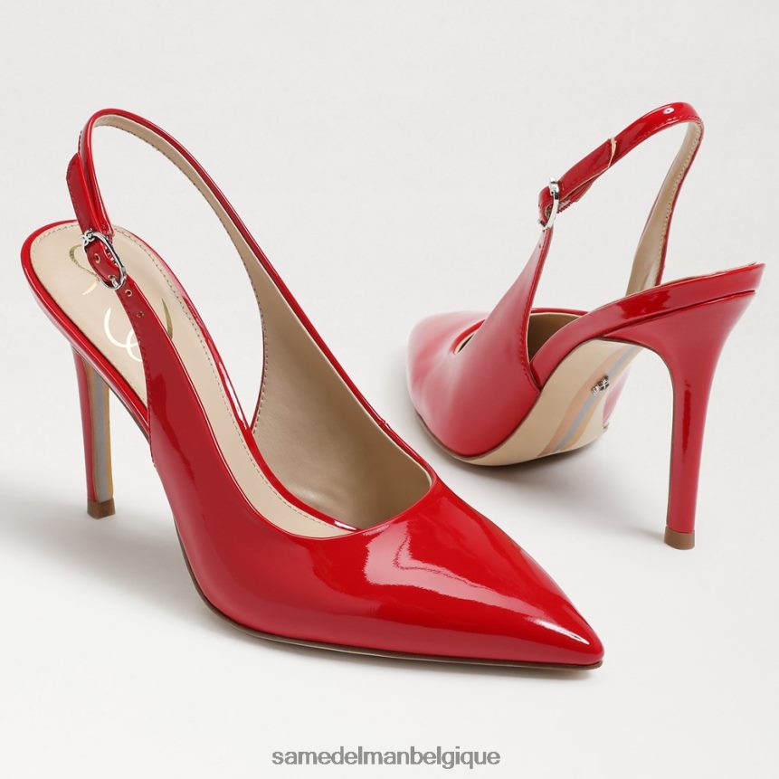 escarpin à bride arrière noisette Sam Edelman femmes vernis rouge rubis JZ0XZ0664 chaussure